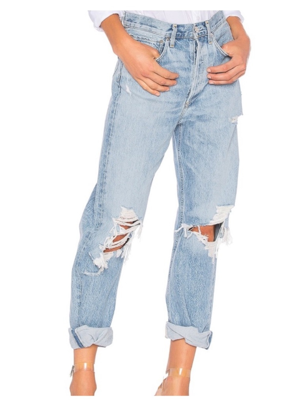 AGOLDE 90s Mid Rise Loose
Fit Jeans Womens- Blue
Denim Distressed- size 26